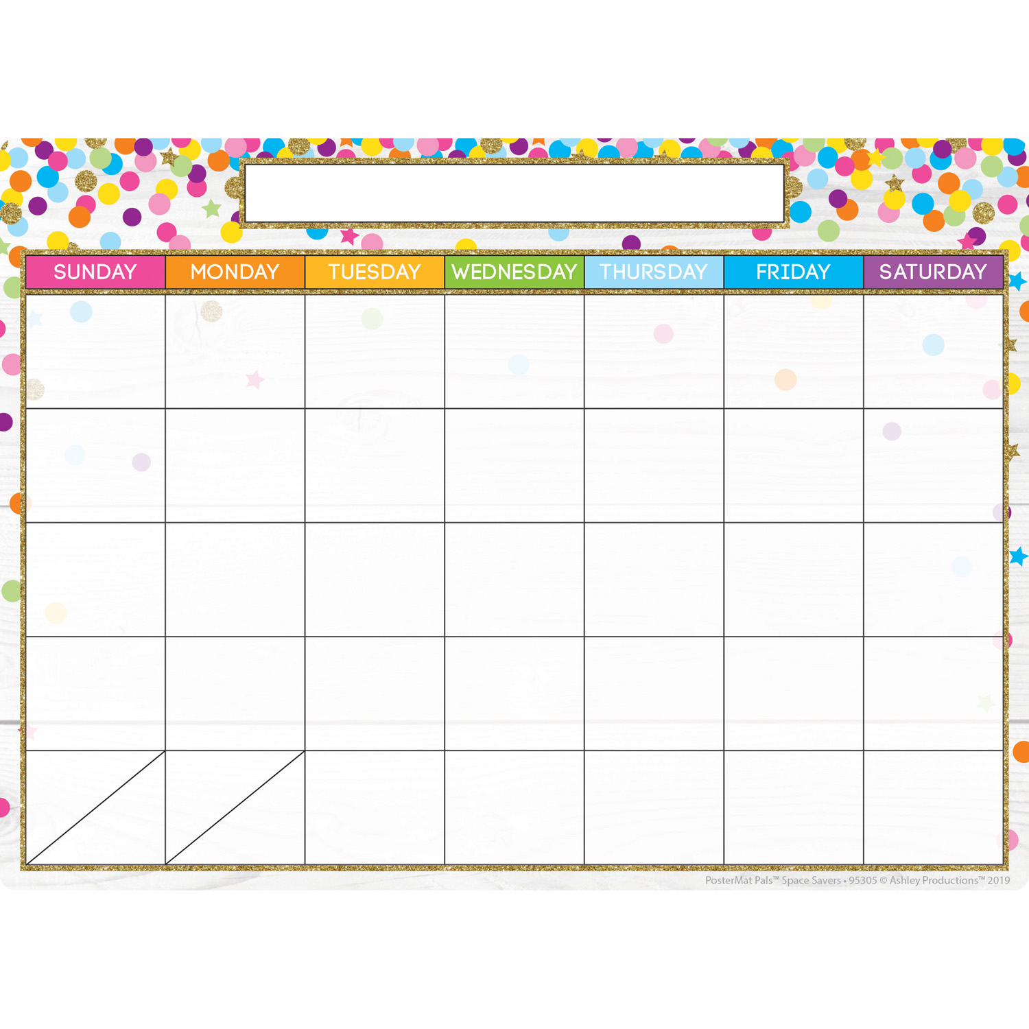 Smart Poly Single Sided PosterMat Pals Space Savers, Calendar Confetti Style, 13" x 9.5"