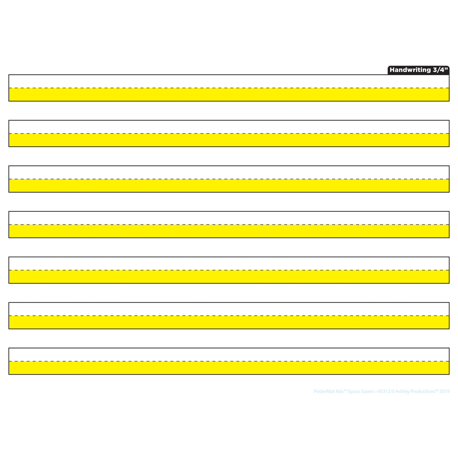 Smart Poly Single Sided PosterMat Pals Space Savers, 3/4" Handwriting Highlighted Yellow, 13" x 9.5"