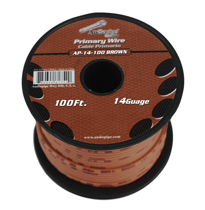 Audiopipe 14 gauge 100ft Brown primary wire