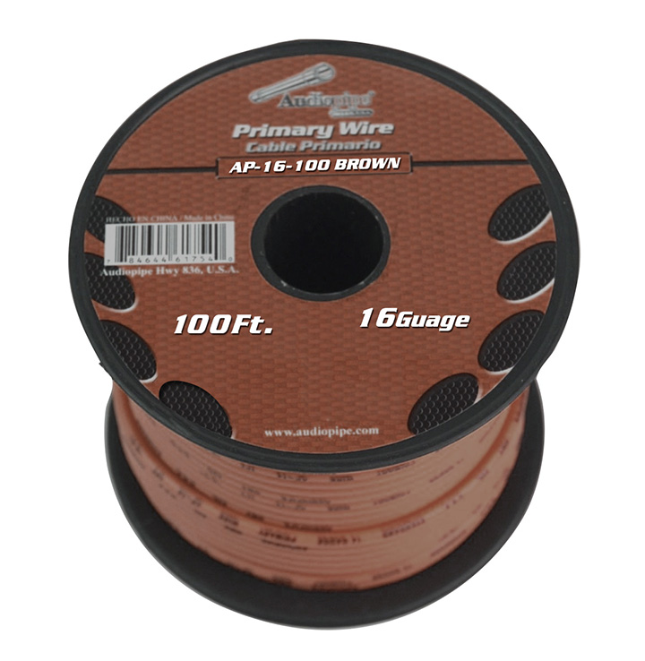 Audiopipe 16 gauge 100ft Brown primary wire