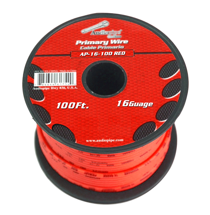 Audiopipe 16 gauge 100ft Red primary wire