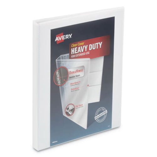 Heavy-Duty View Binder w/ DuraHinge and Locking One Touch Slant Rings,1/2",White