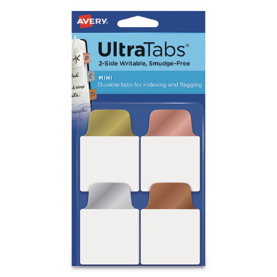 Ultra Tabs Repositionable Tabs, 1 x 1.5, Assorted Metallic, 40/Pack