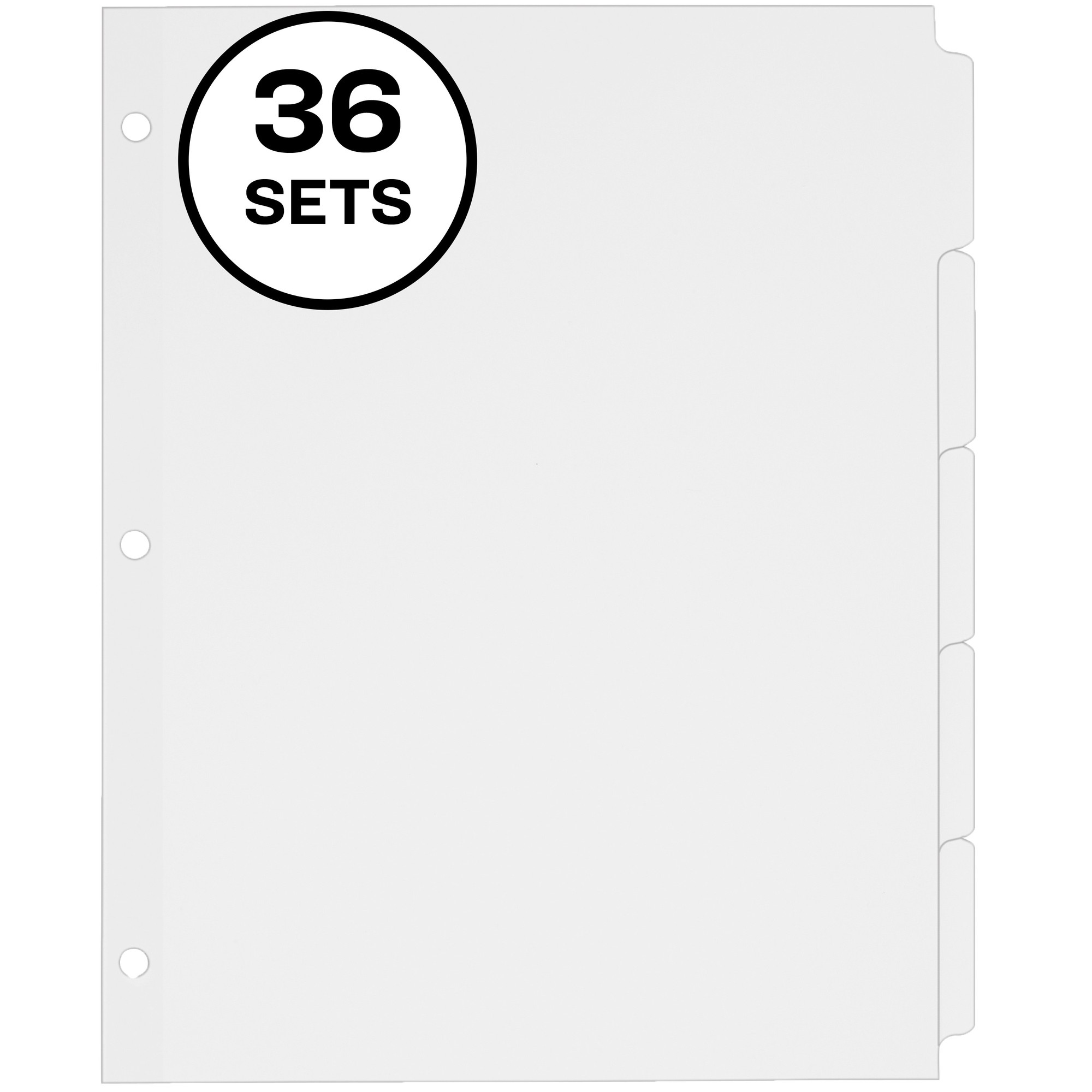 Write-On Plain-Tab Dividers, 5-Tab, Letter, 36 Sets