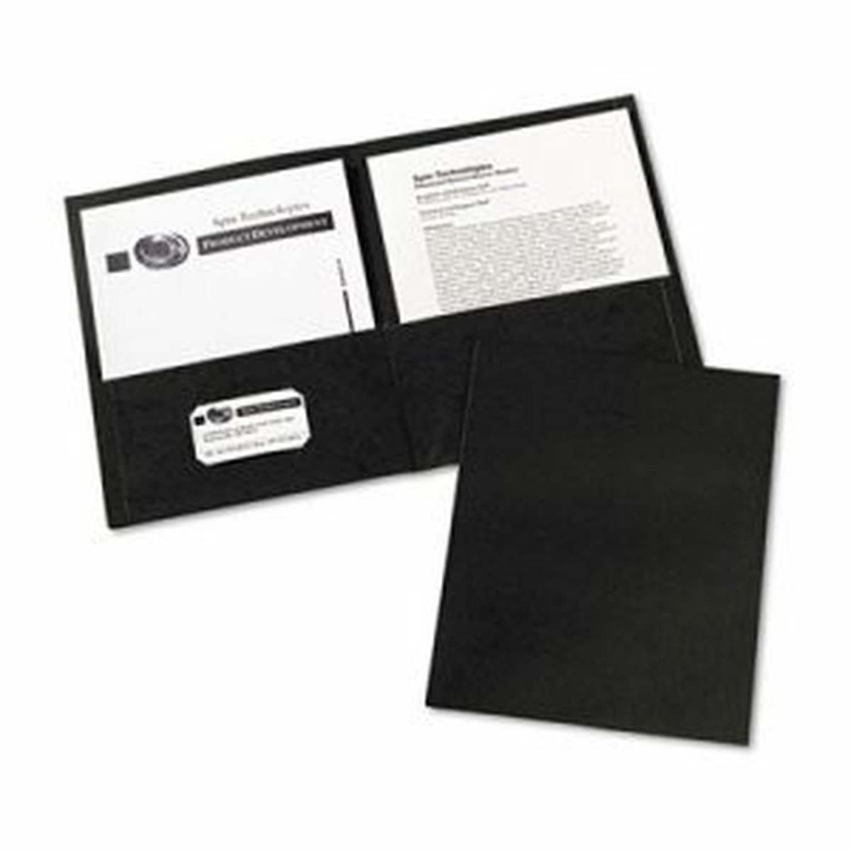 Two-Pocket Folder, 20-Sheet Capacity, Black, 25/Box