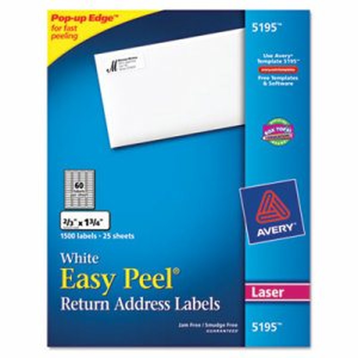 Easy Peel Mailing Address Labels, Laser, 2/3 x 1 3/4, White, 1500/Pack