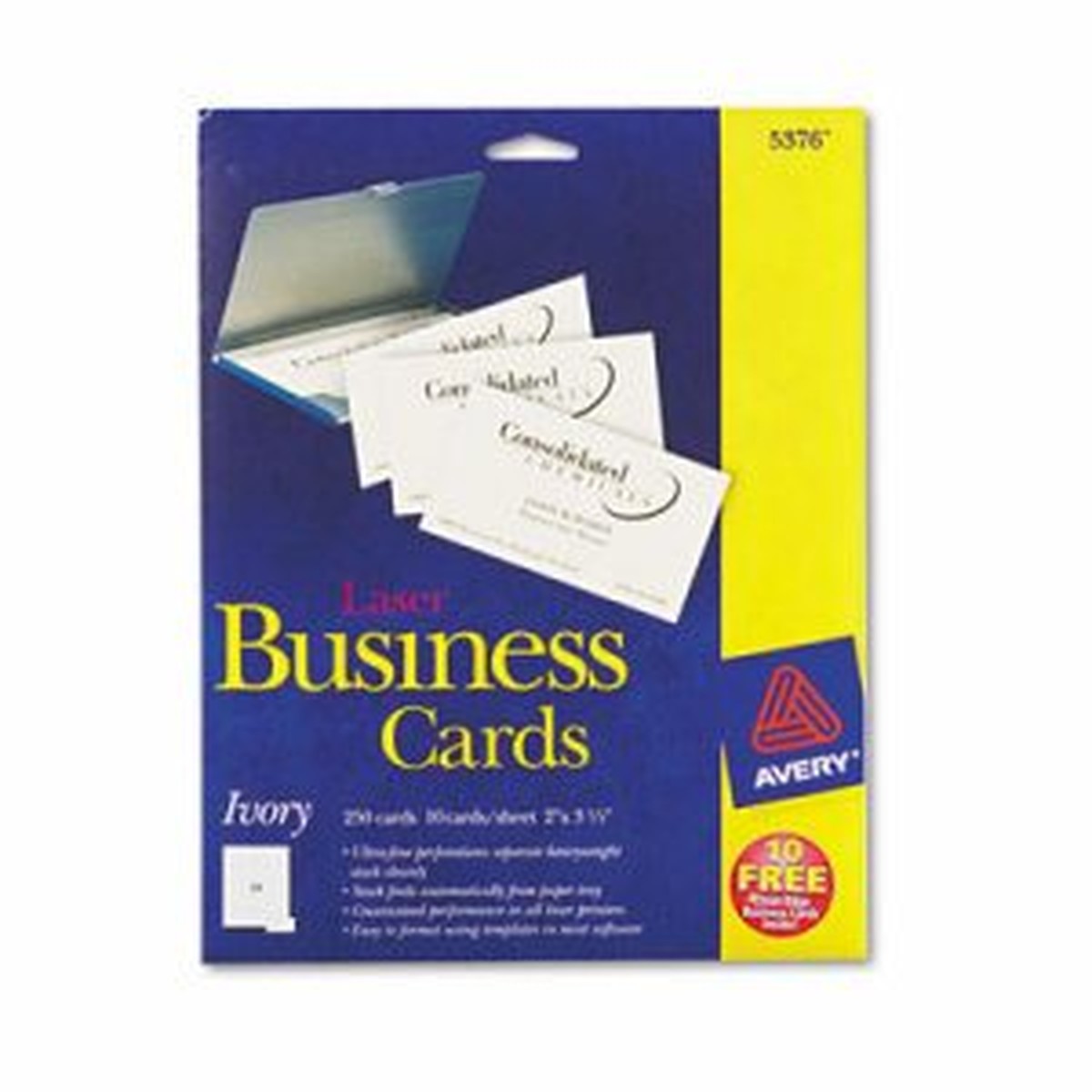 Printable Microperf Business Cards, Laser, 2 x 3 1/2, Ivory, Uncoated, 250/Pack