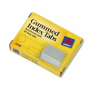 Gummed Index Tabs, 1 x 13/16, Gray, 50/Pack