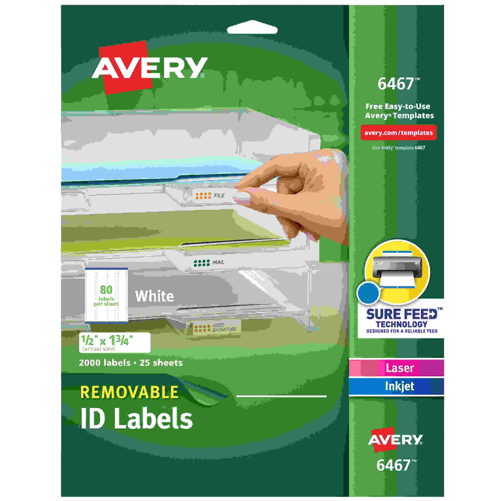 Removable Multi-Use Labels, 1/2 x 1 3/4, White, 2000/Pack