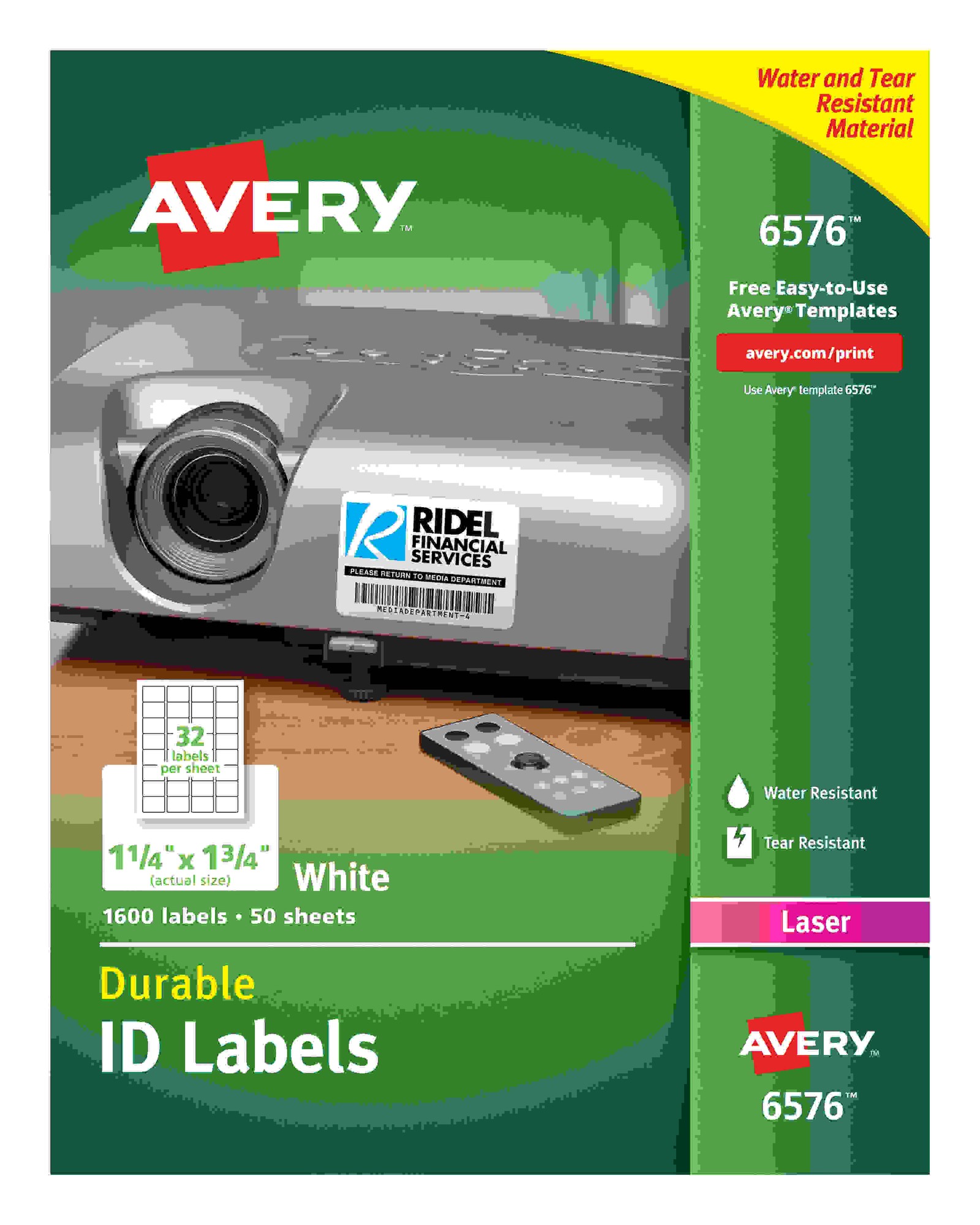 Permanent ID Labels w/TrueBlock Technology, Laser, 1 1/4 x 1 3/4, White, 1600/Pack