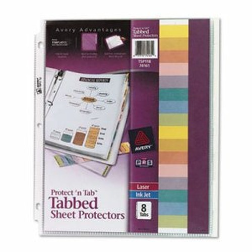 Protect 'n Tab Top-Load Clear Sheet Protectors w/Eight Tabs, Letter
