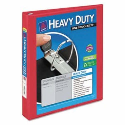 Heavy-Duty View Binder w/Locking 1-Touch EZD Rings, 1" Cap, Red