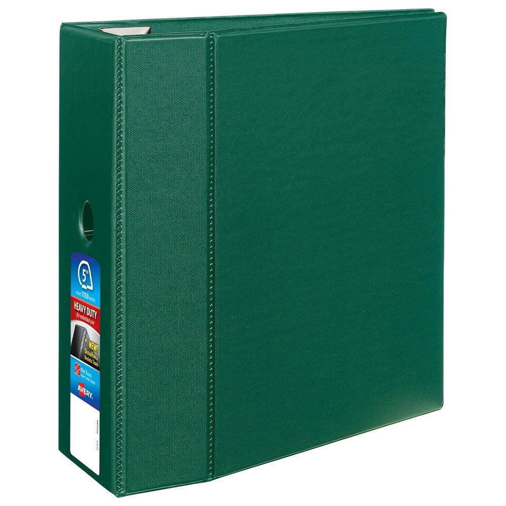 Heavy-Duty Binder with One Touch EZD Rings, 11 x 8 1/2, 5" Capacity, Green
