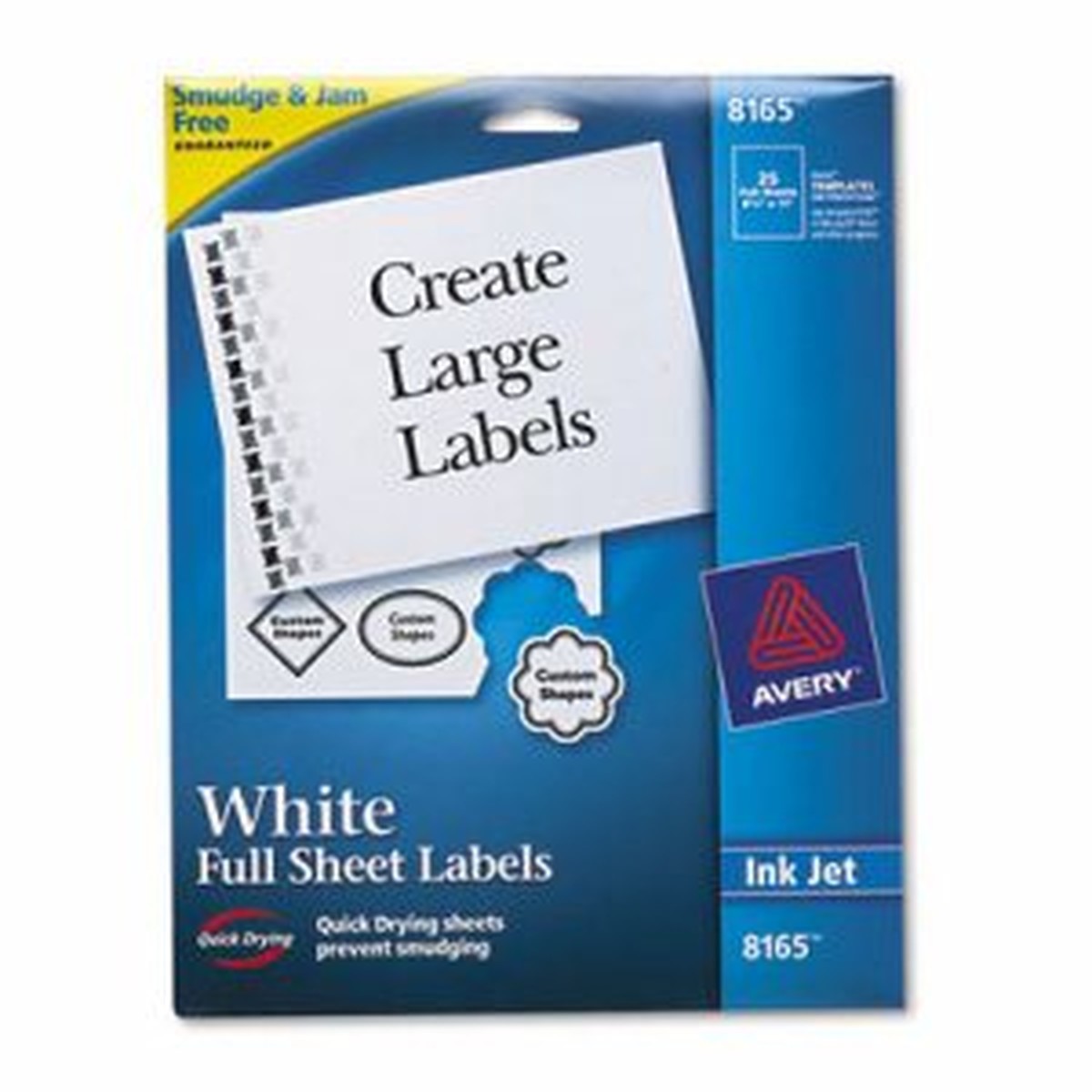 Full-Sheet Labels with TrueBlock Technology, Inkjet, 8 1/2 x 11, White, 25/Pack
