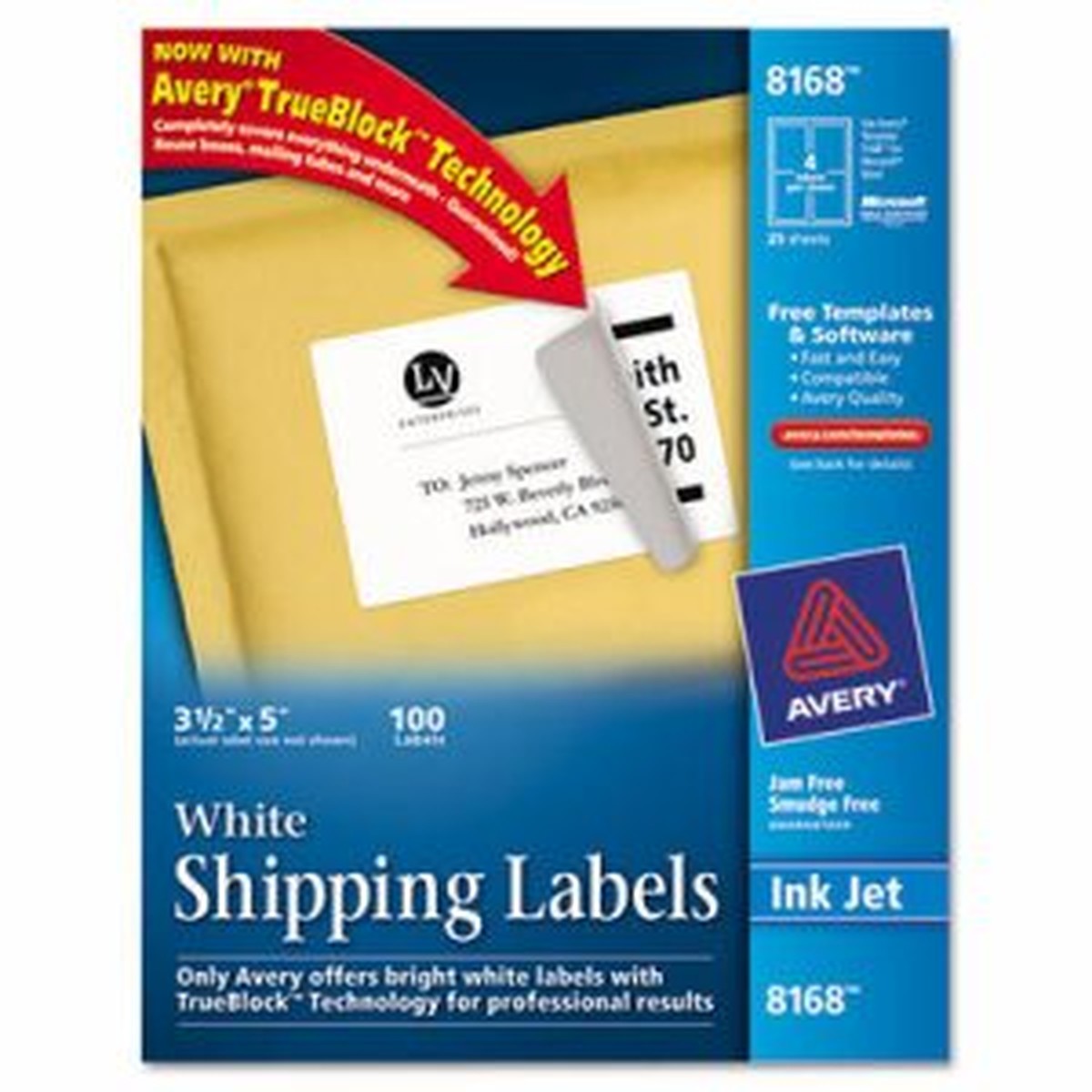 Shipping Labels with TrueBlock Technology, Inkjet, 3 1/2 x 5, White, 100/Pack