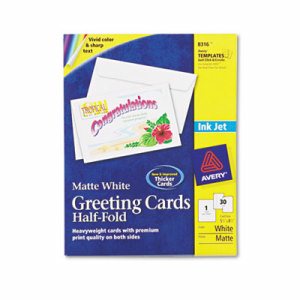 Half-Fold Greeting Cards, Inkjet, 5 1/2 x 8 1/2, Matte White, 30/Box w/Envelopes