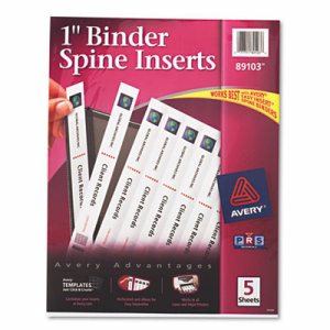 Binder Spine Inserts, 1" Spine Width, 8 Inserts/Sheet, 5 Sheets/Pack