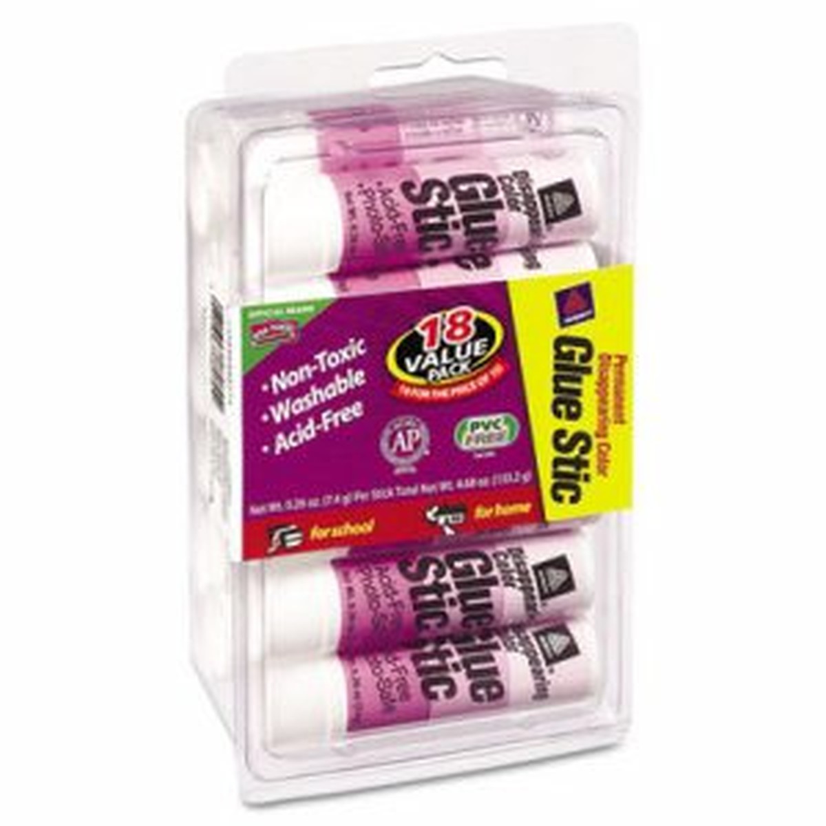 Permanent Glue Stics, Purple Application, .26 oz, 18/Pack