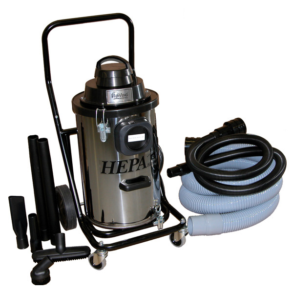 RoVac Small 9 Gallon 1-Motor Chimney And Dryer Vent Vacuum with Stainless Tank with Trolley - VAC-1MOTOR SS W/TROLLEY