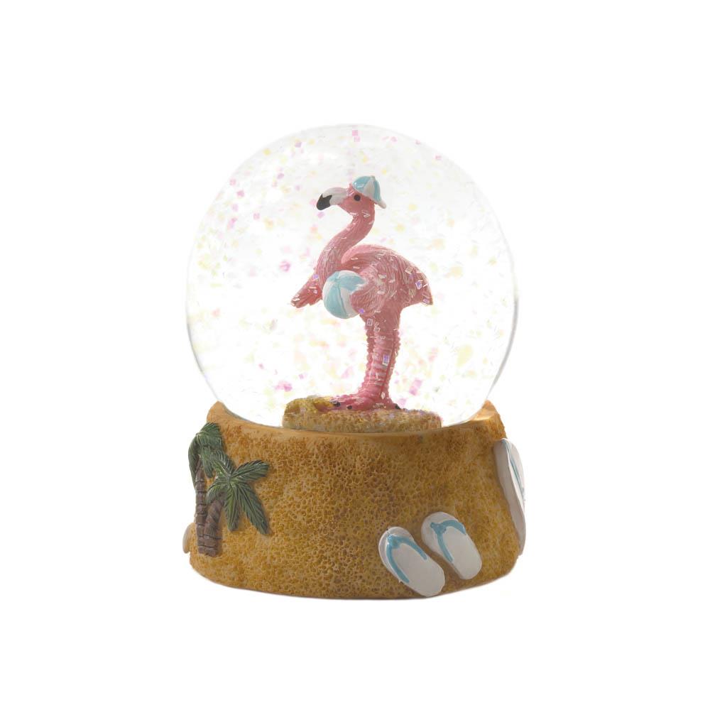 Beach Ball Flamingo Snow Globe