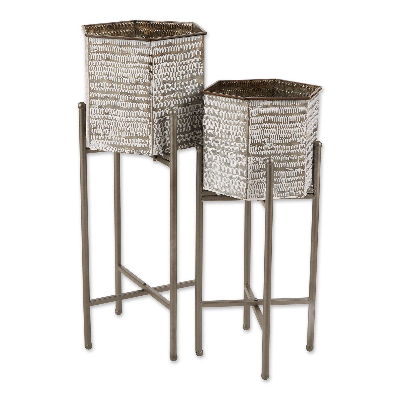 Hexagon Bucket Plant Stand Set/2