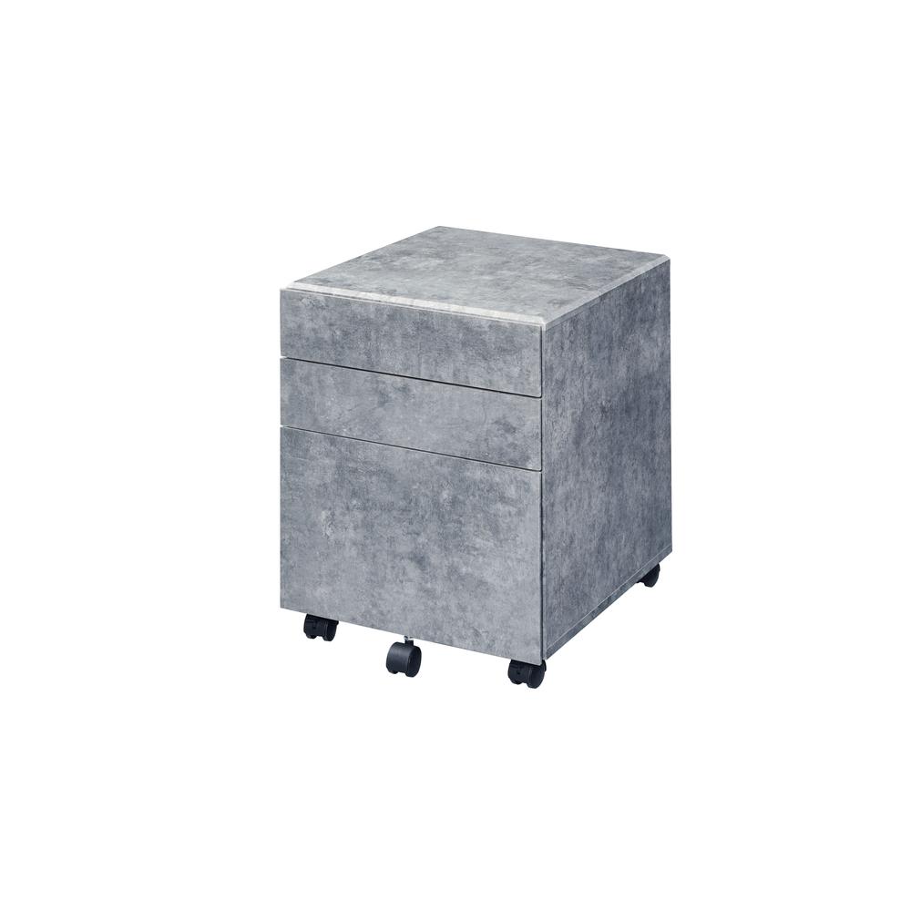 File Cabinet, Faux Concrete & Silver