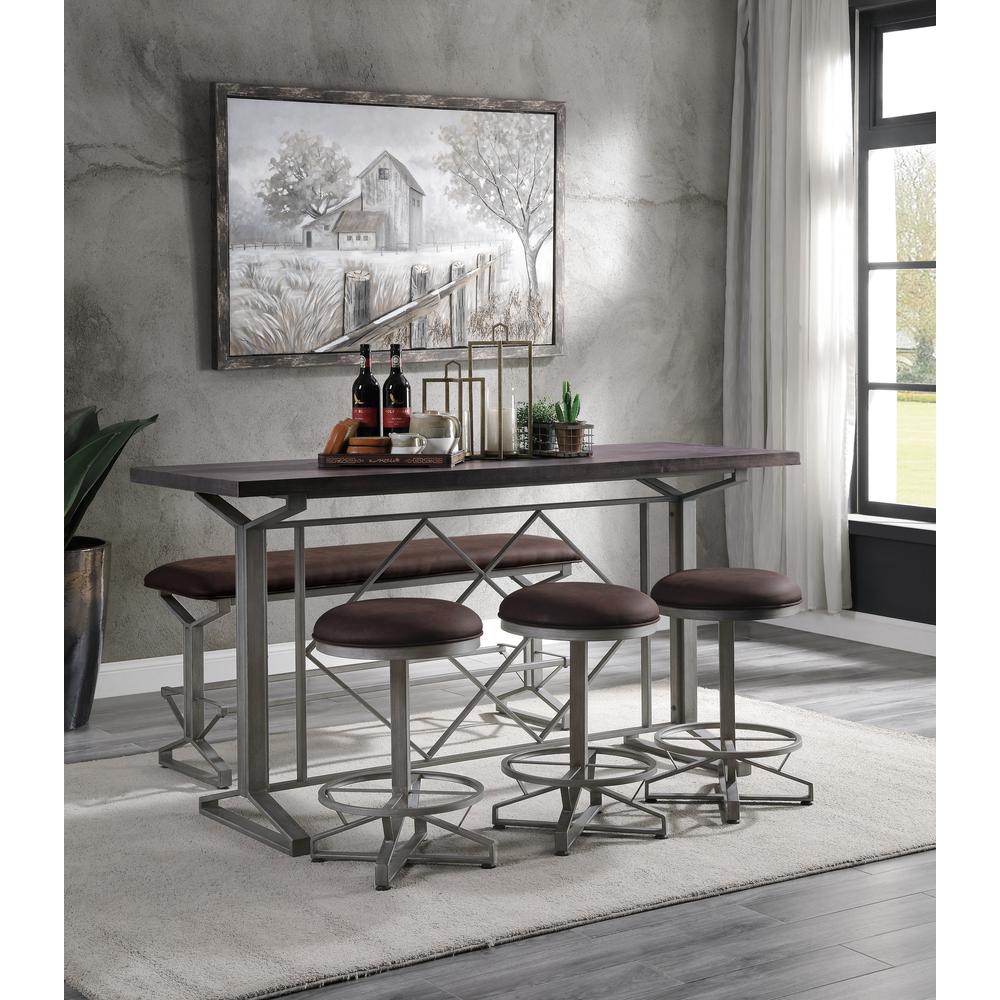 Evangeline Counter Height Table, Salvaged Brown & Black Finish (73900)