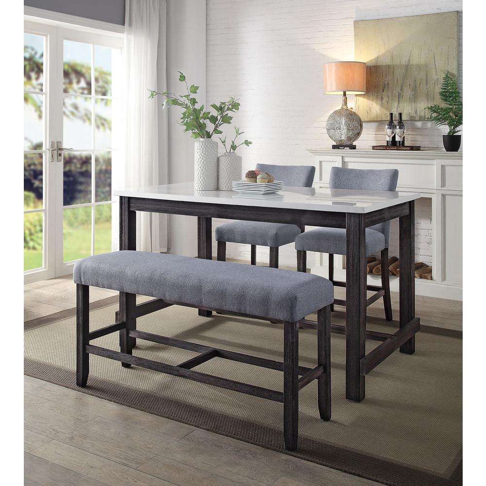 ACME Yelena Counter Height Table, Marble & Weathered Espresso
