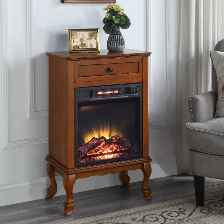 ACME Eirene Fireplace, Walnut Finish