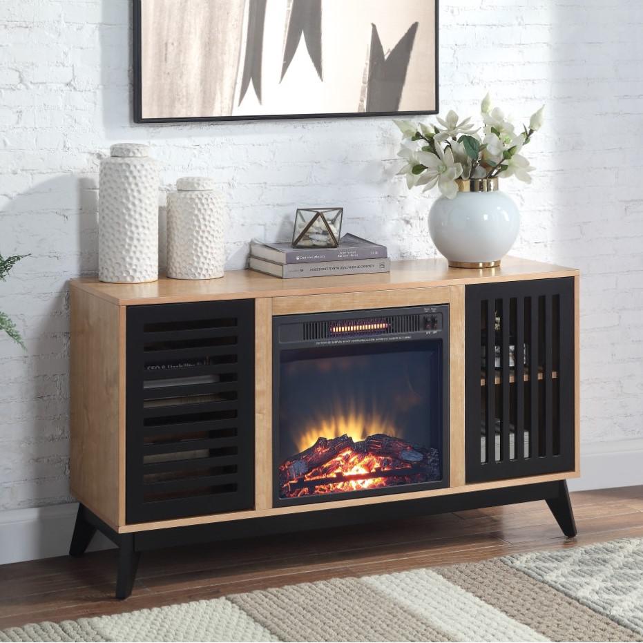 ACME Gamaliel Fireplace, Oak & Espresso-Finish