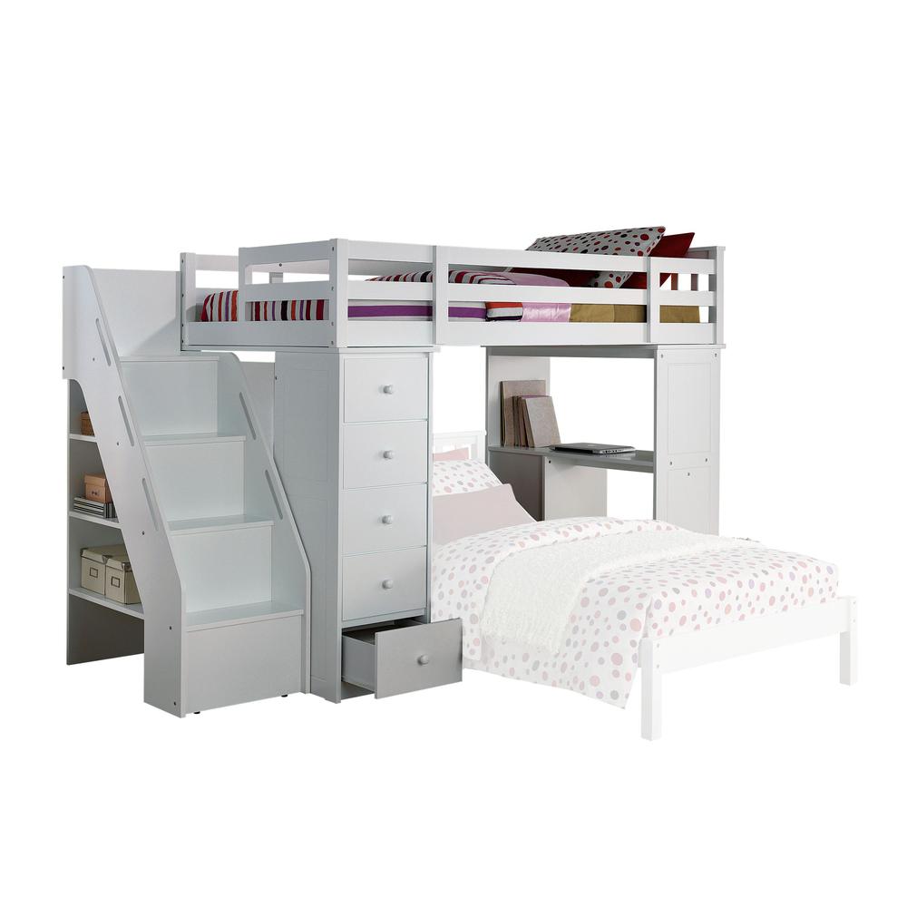 Freya Loft Bed & Bookcase Ladder, White (1Set/5Ctn)