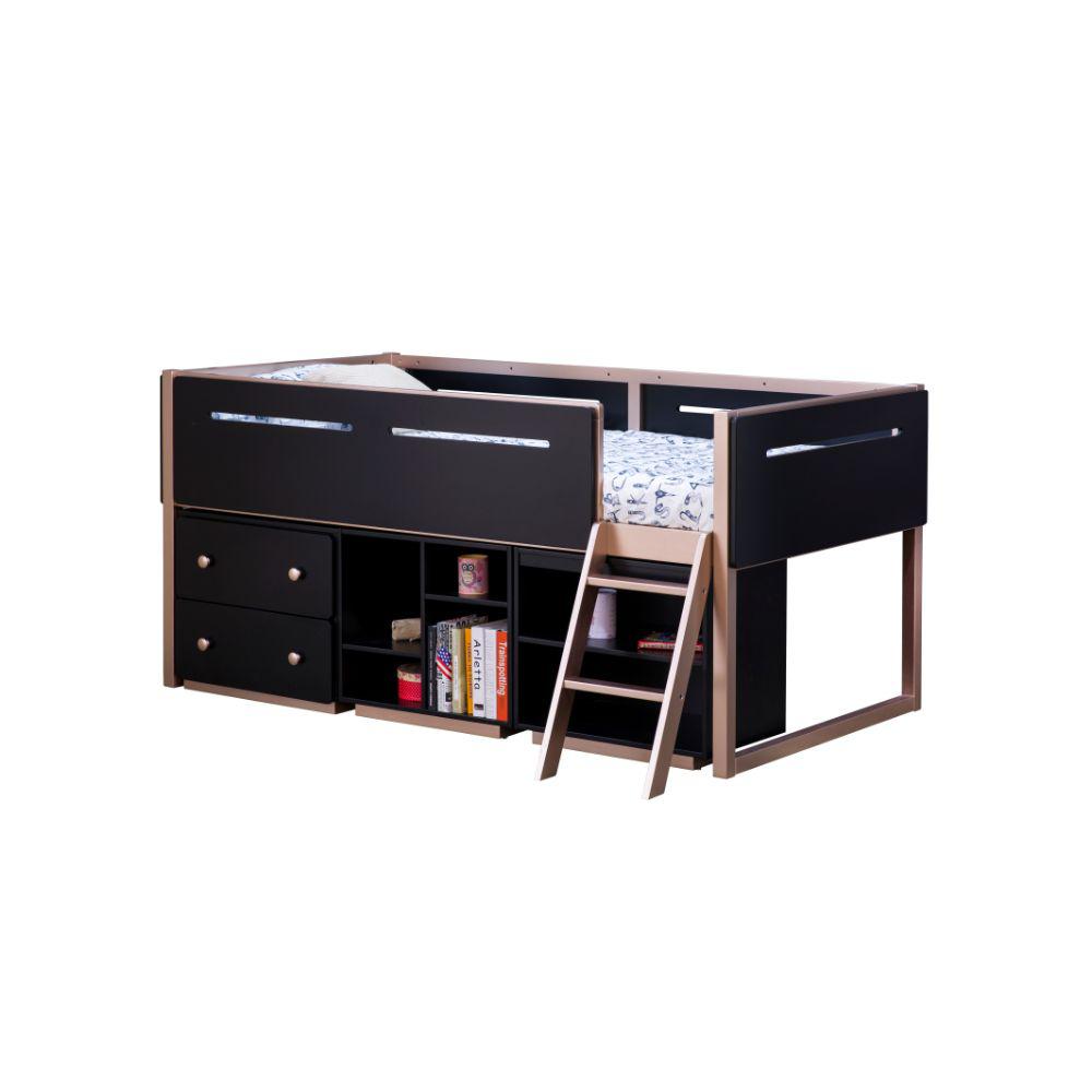 Prescott Black & Rose-Gold Cabinet (2 Drw)