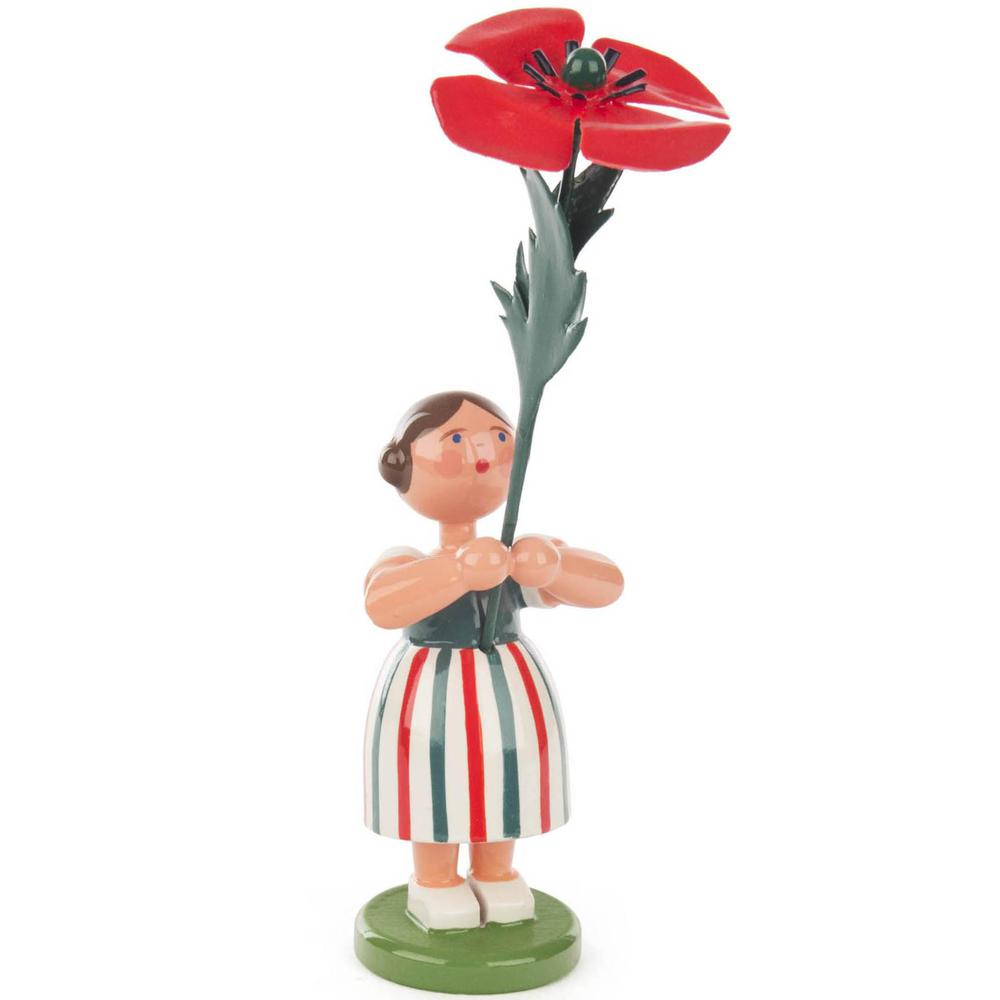 Dregno Easter Figurine - Poppy Flower Girl - 4.5"H x 1.25"W x 1.25"D