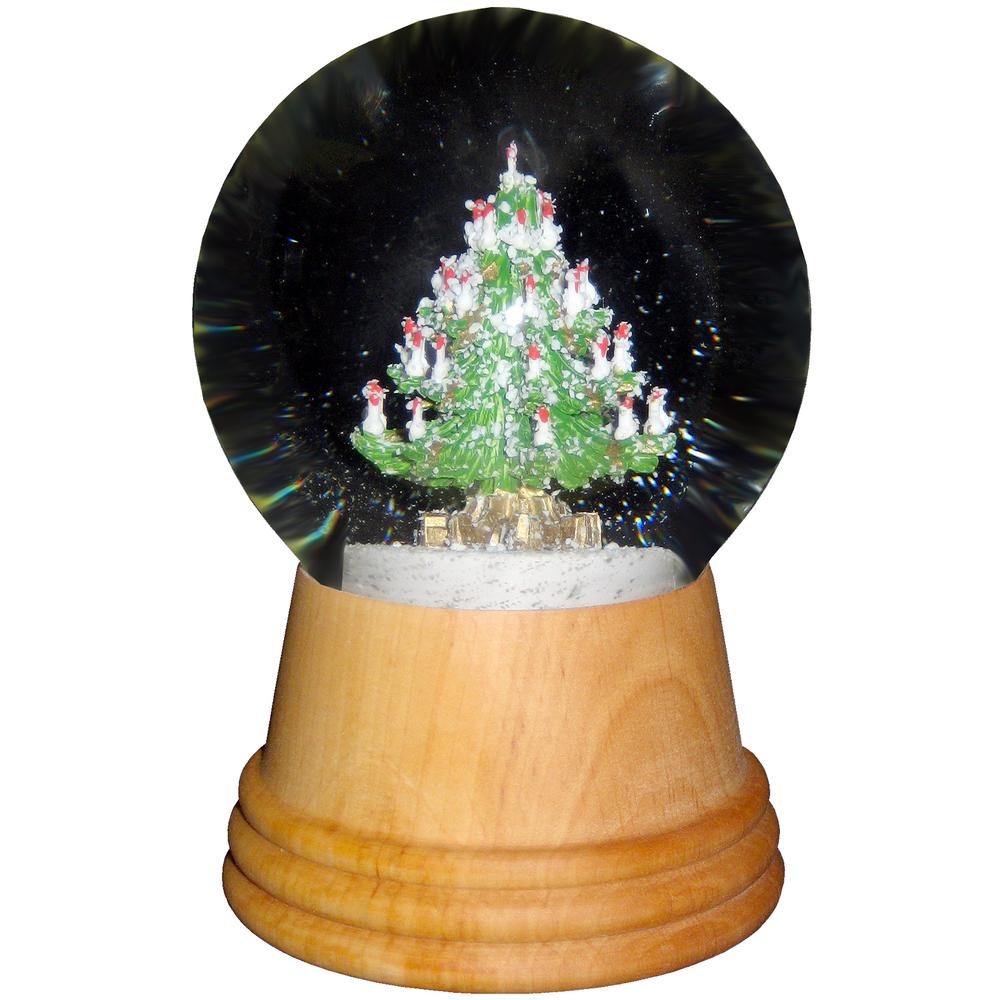 2404 - Perzy Snowglobe - Medium Christmas tree with wooden base - 5"H x 3"W x 3"D