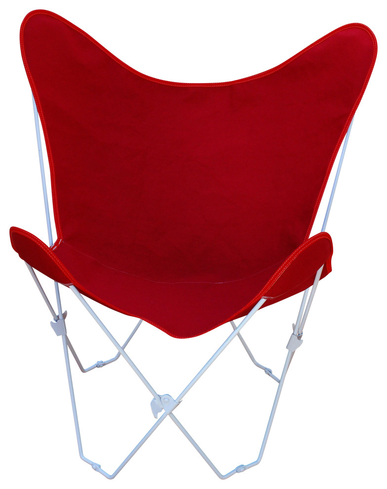 Butterfly Chair And Cover Combination With White Frame - Red