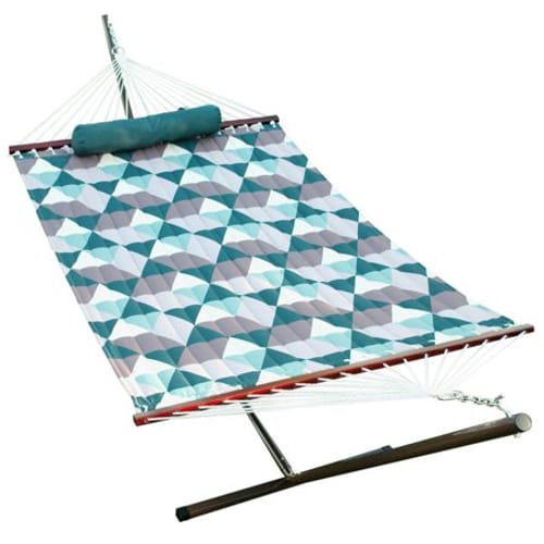 12' Quilted Hammock, Pillow, and Stand Combination