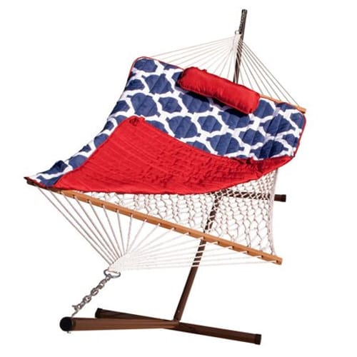 Cotton Rope Hammock, Stand, Pad and Pillow Combination