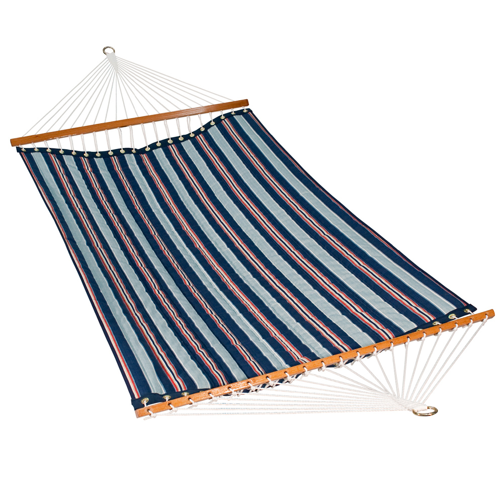 11 Foot Polyester Fabric Hammock - Kingston Stripe Arbor/Arbor Blue Solid