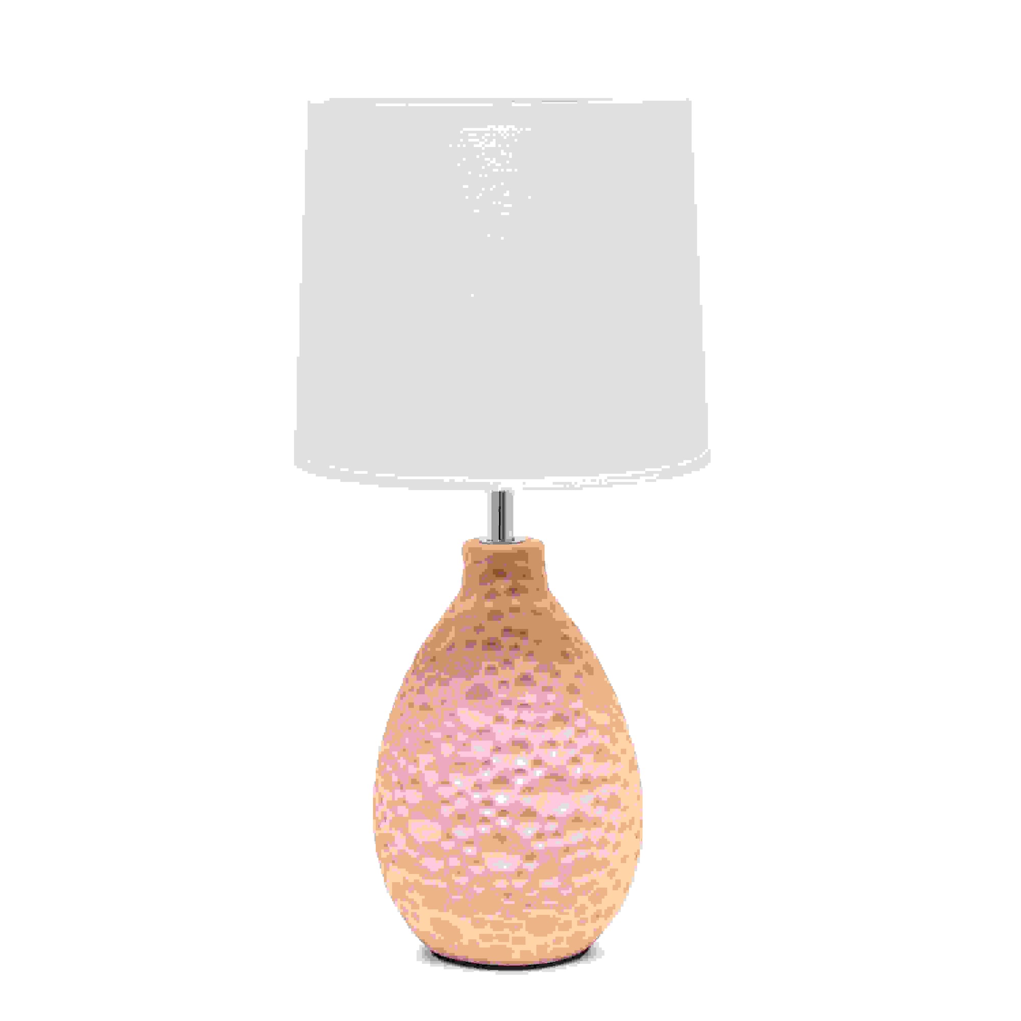 Simple Designs Pink Texturized Ceramic Oval Table Lamp