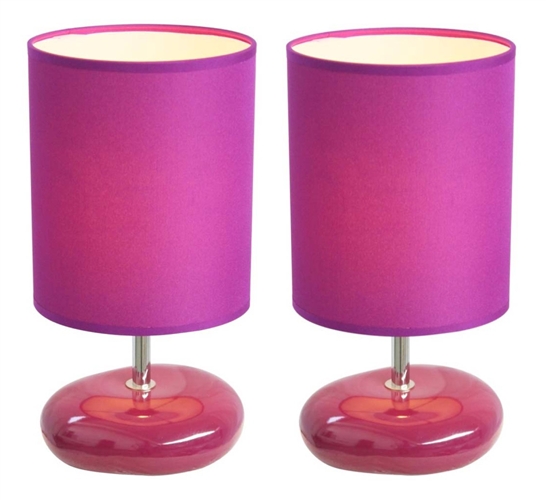 Simple Designs Stonies Purple Small Stone Look Lamp - 2 Pack