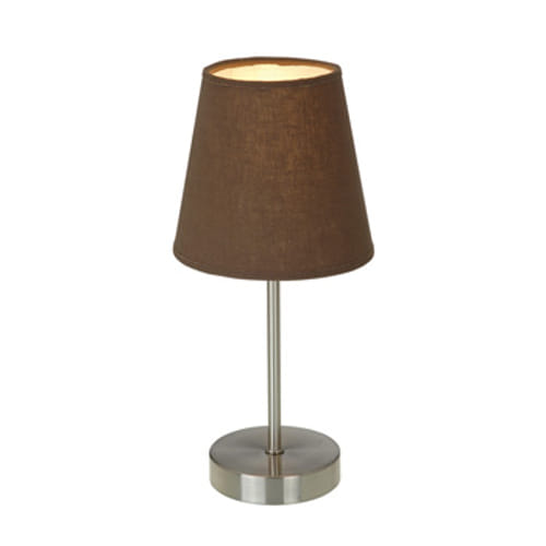 Simple Designs Sand Nickel Basic Table Lamp with Brown Shade