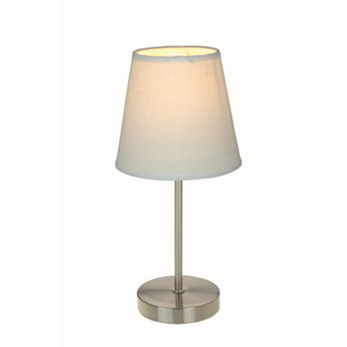 Simple Designs Sand Nickel Basic Table Lamp with White Shade