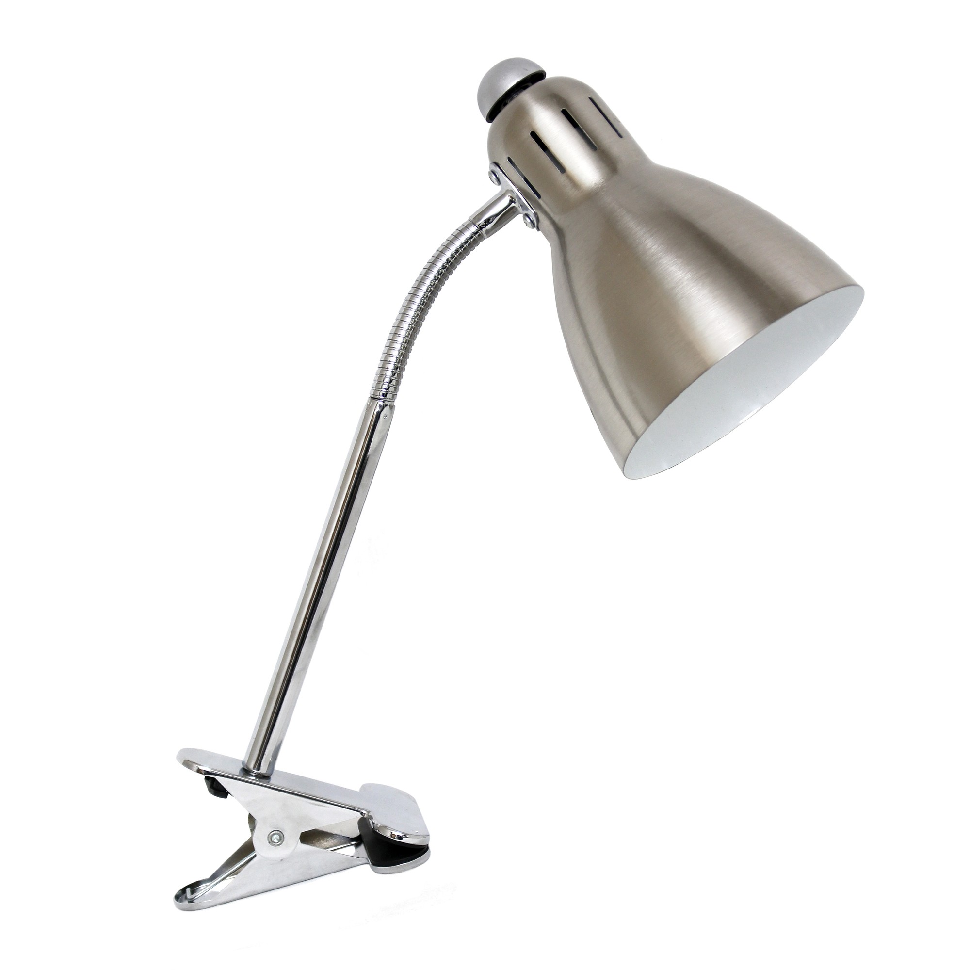 Simple Designs Adjustable Clip Light Desk Lamp, Brushed Nickel 