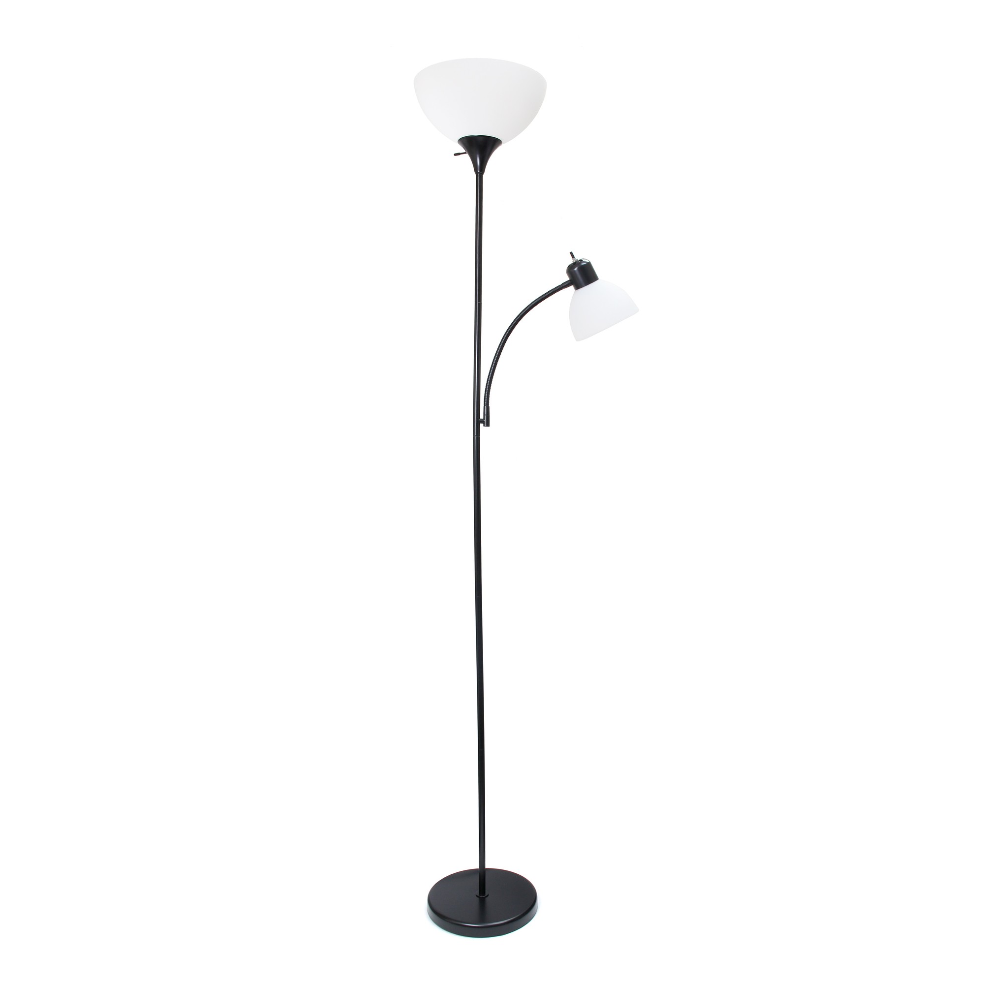 Simple Designs Floor Lamp with Reading Light, Black