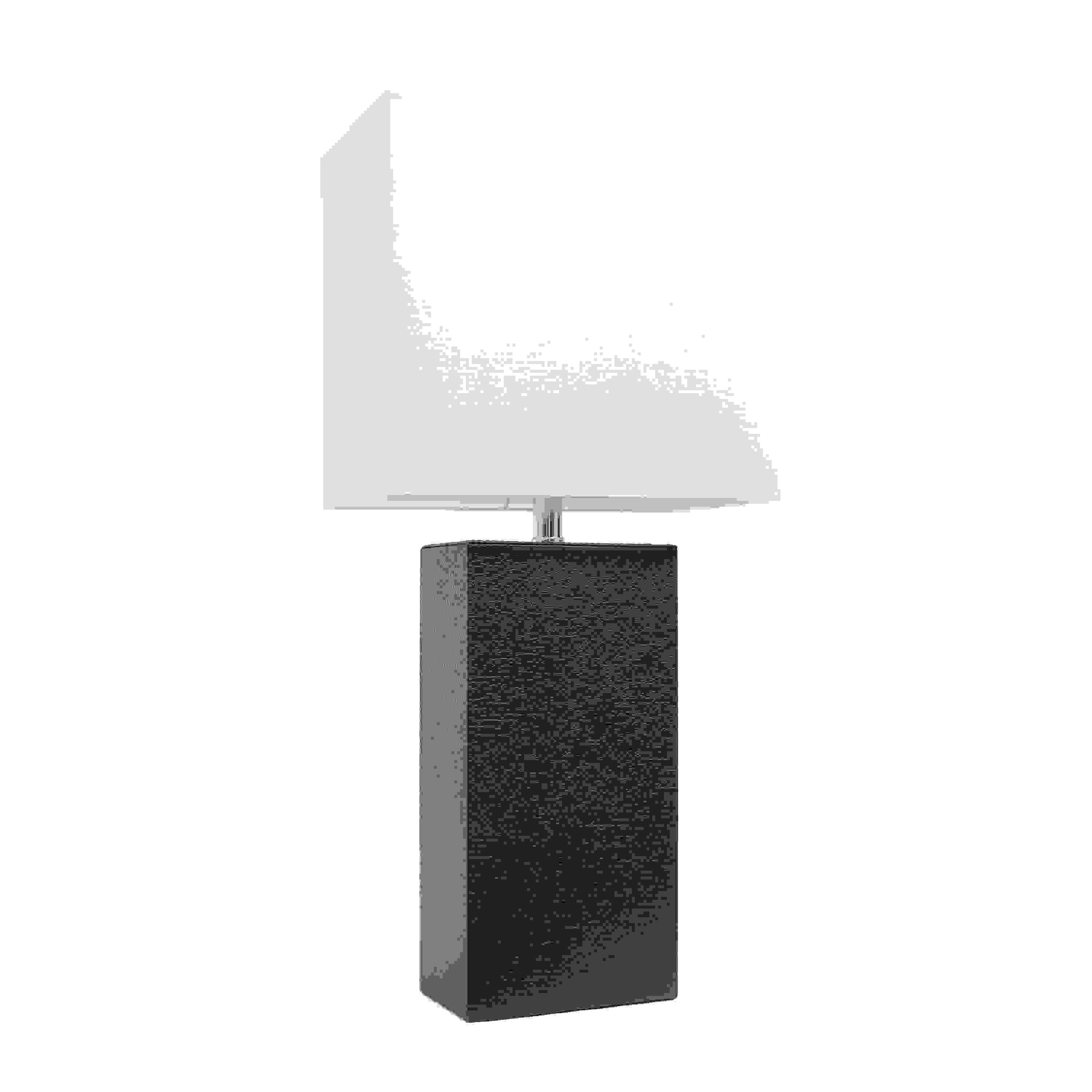 Elegant Designs Modern Leather Table Lamp with White Fabric Shade, Espresso Brown