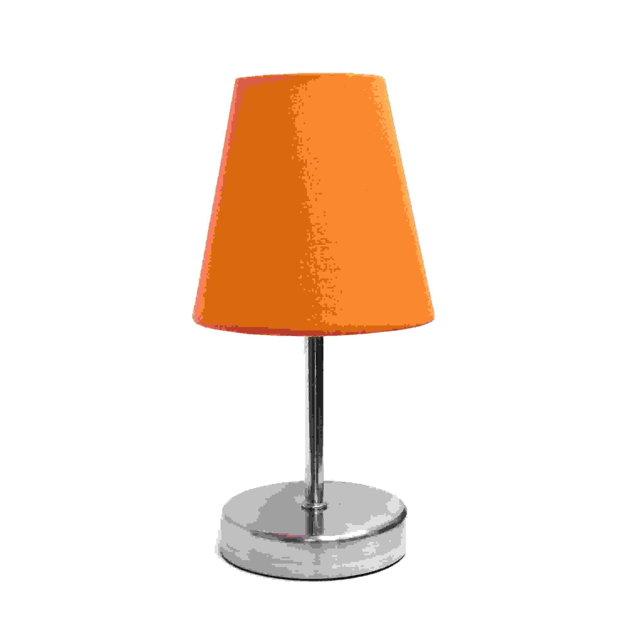 Simple Designs Sand Nickel Mini Basic Table Lamp with Fabric Shade, Orange