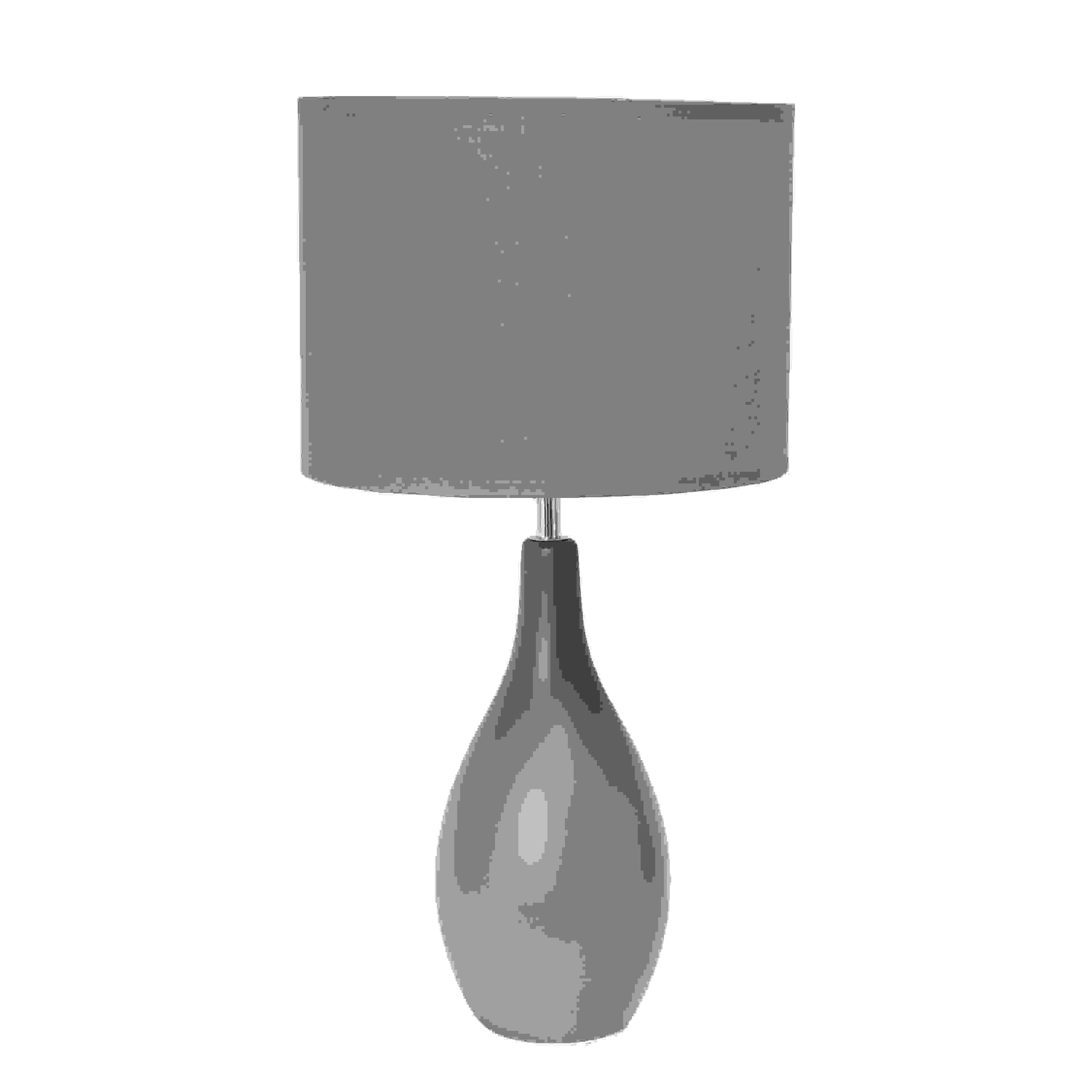Simple Designs Oval Bowling Pin Base Ceramic Table Lamp, Gray