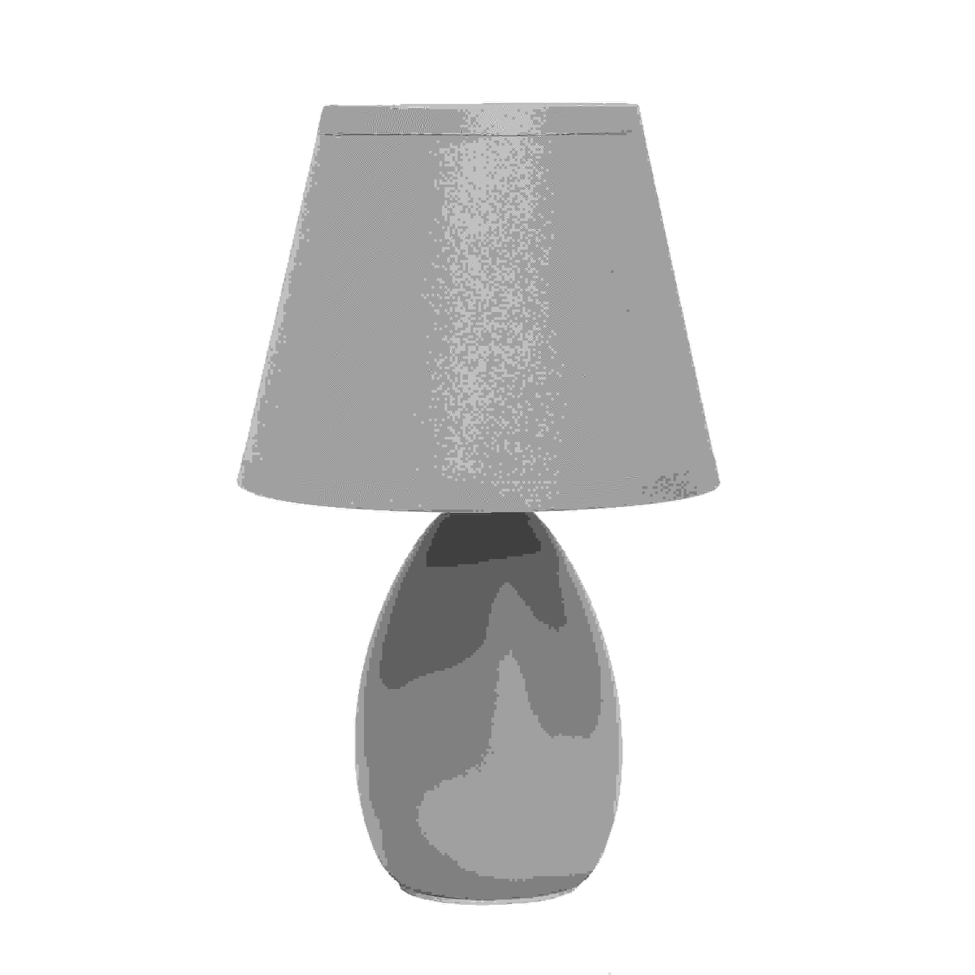 Simple Designs Mini Egg Oval Ceramic Table Lamp, Gray