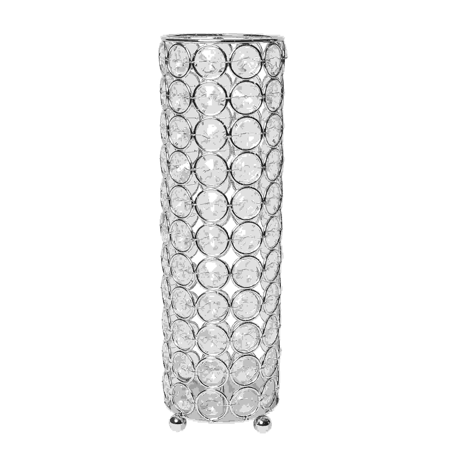 Elegant Designs Elipse Crystal Decorative Flower Vase, Candle Holder, Wedding Centerpiece, 10.25 Inch, Chrome