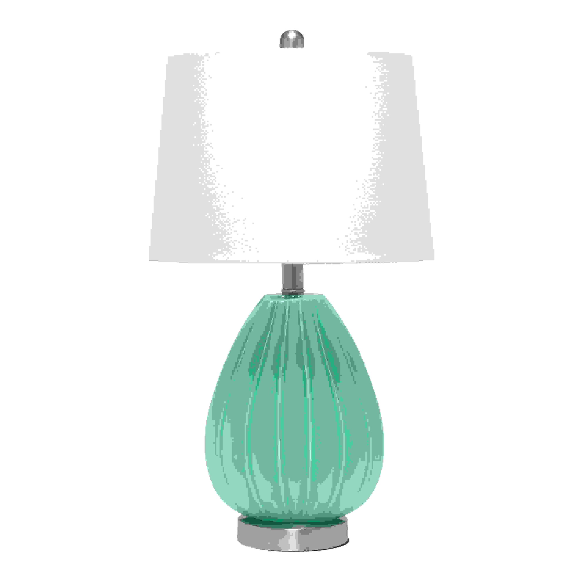  Lalia Home Pleated Table Lamp with White Fabric Shade, Seafoam